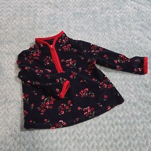 Floral Long Sleeve Top with Red Accents